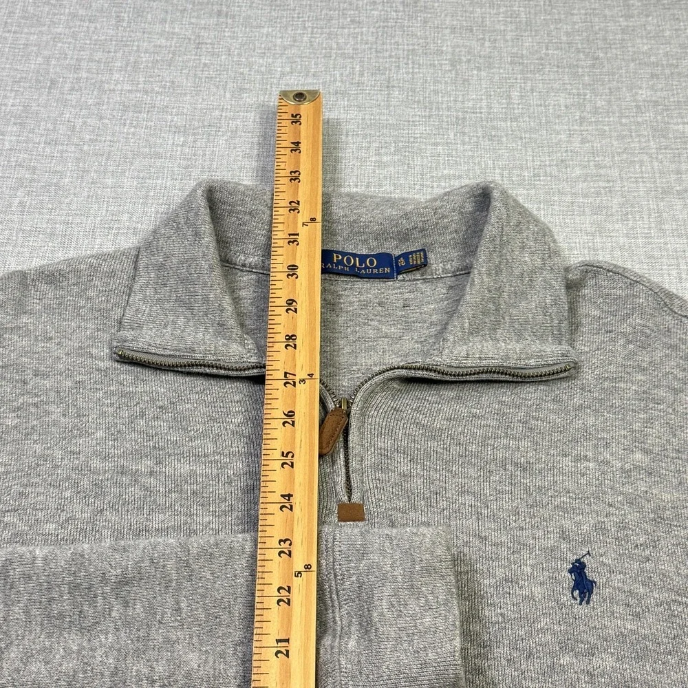 Polo Ralph Lauren 1/4 Zip Sweater Pullover Mens XL Gray Cotton Logo Tight-Knit